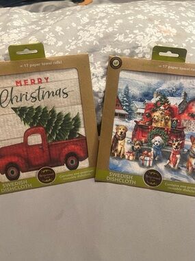 Briarwood Lane 2 Christmas Swedish Reusable Dishcloths, Replace paper towels,new